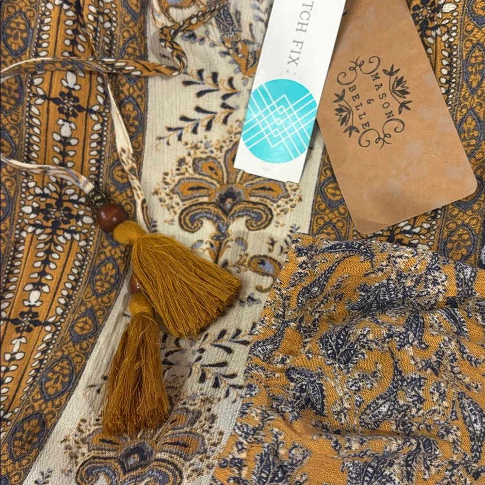 NWT Paisley Blouse - Mustard and Navy - Picture 5 of 9